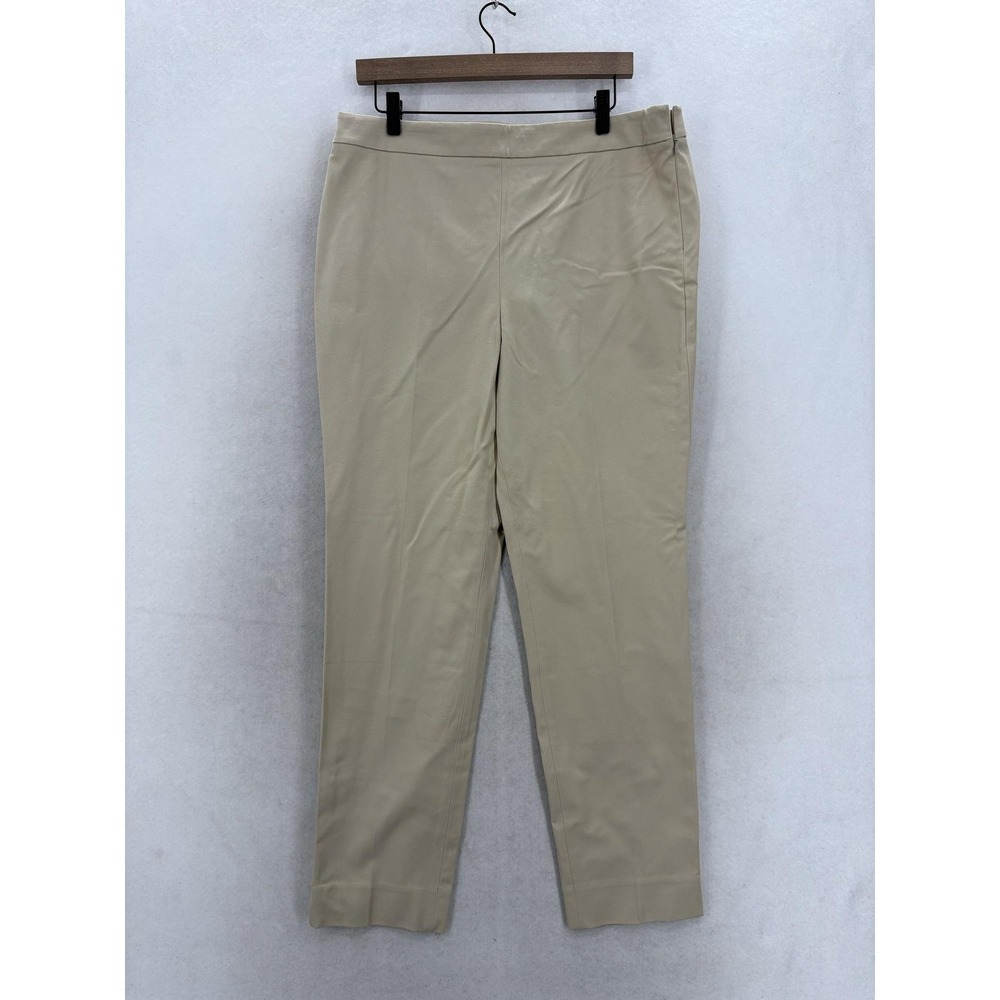 Talbots Chatham Ankle Pants Womens 12 Beige Twill Slim Leg Stretch Career NWT